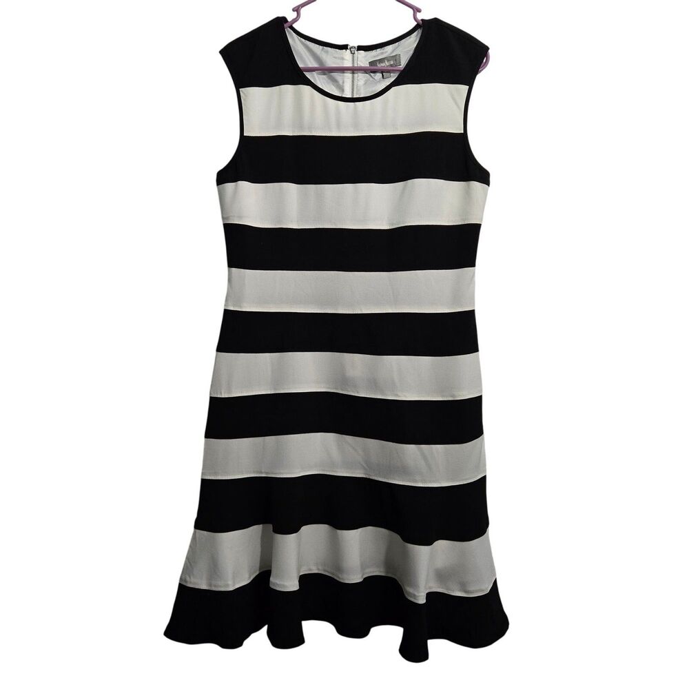 Neiman Marcus Fit & Flare Dress Women M Bold Striped Sleeveless Classic Nautical